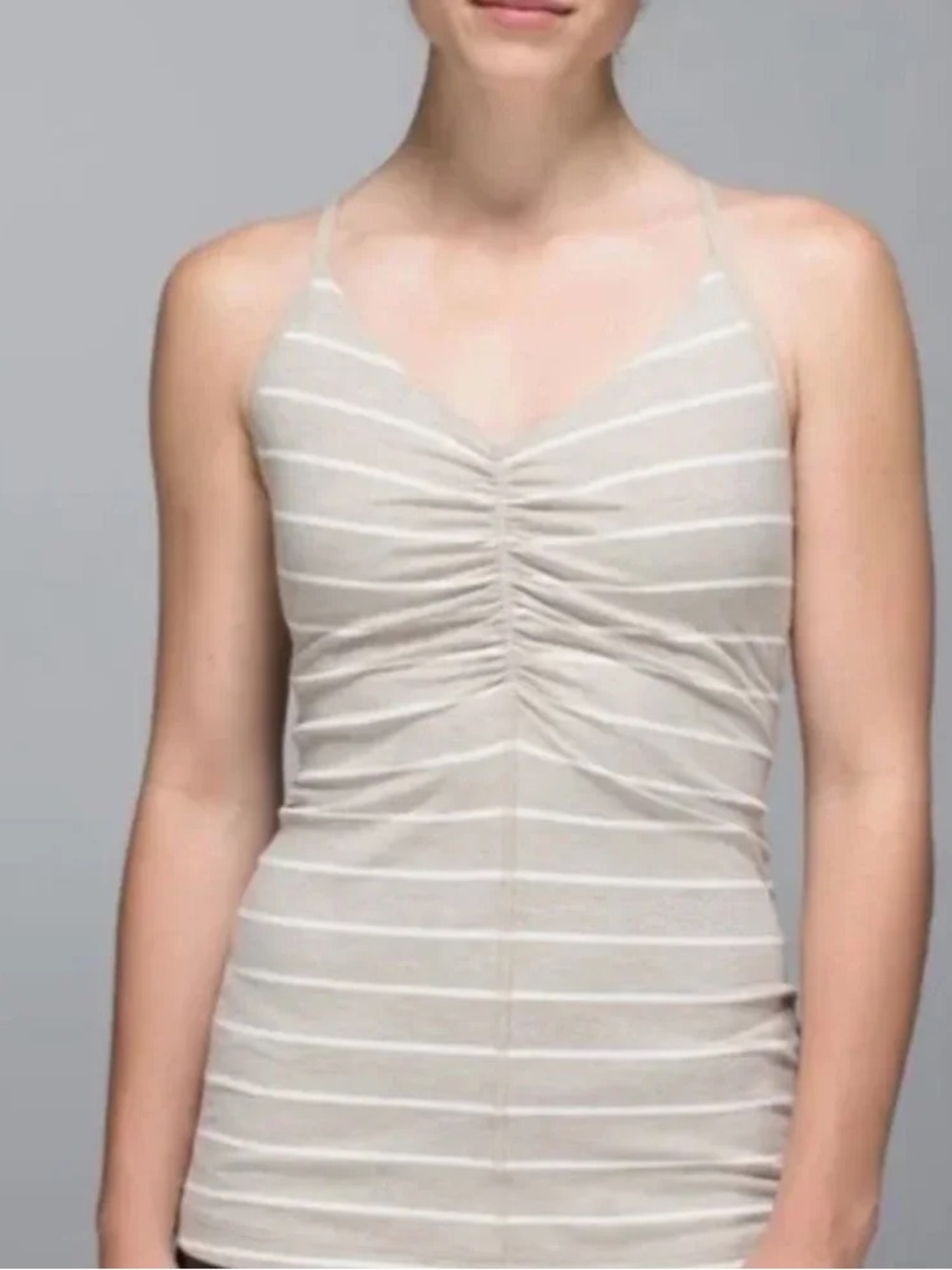 Lululemon Open Your Heart Tank Size 8 Cayman Stripe Mojave Tan